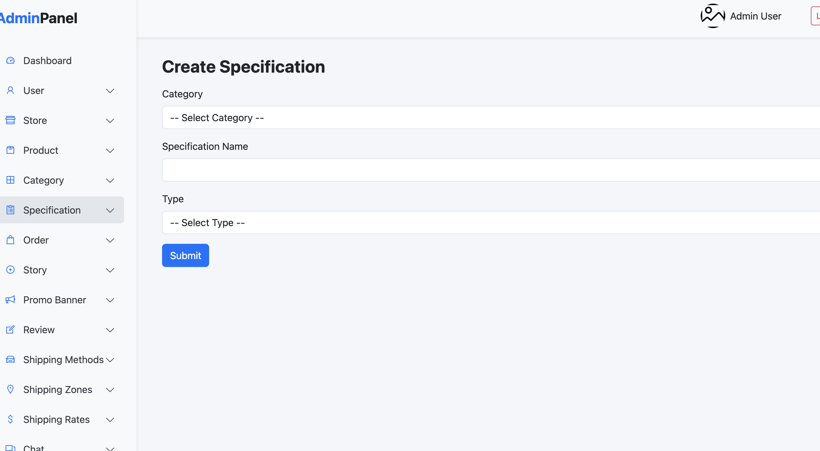 Admin Specification